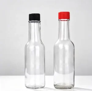 Food Grade Clear Glass Sauce Bottles 150ml 250ml with Colorful Screw Caps for Ketchup Oil