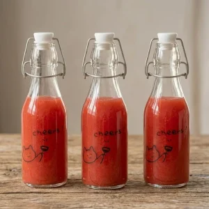 Food Grade Clear Swing Top Glass Bottle with Metal Bail Flip Top Lid for Drinks