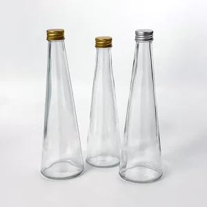 Food Grade Conical Glass Wine Bottle with Screw Cap for Mineral Water Juice Tea Coffee and Wine