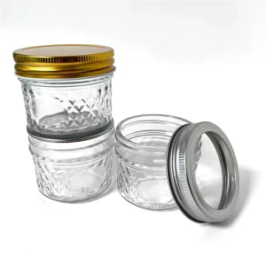 Food Grade Diamond Glass Honey, Caviar and Jam Jar with Airtight Metal Lid