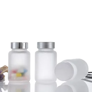 Food Grade Empty Frosted Capsule Bottle Wide Mouth Glass Medicine Bottle Pharmaceutical Sealed Empty Bottle