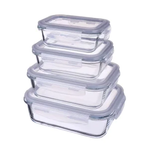 Food Grade Glass Airtight Vacuum Storage Container With Lids Different Sizes for Kitchen