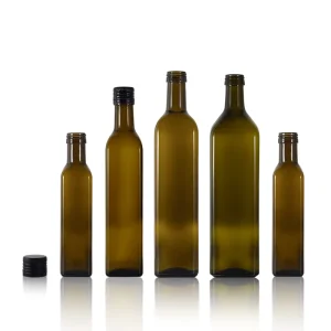 Food Grade Glass Cooking Oil Containers 100ml 250ml 500ml 750ml Antique Green Amber Dark Glass for Olive Oil