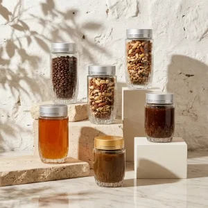 Food Grade Glass Jar 180ml 280ml 360ml with Plastic Lid for Kitchen Food Storage
