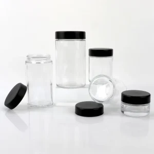 Food Grade Glass Jar 500ml with Black Screw Cap Plastic Lid for Protein Powder Sugar Honey Milk Powder Storage