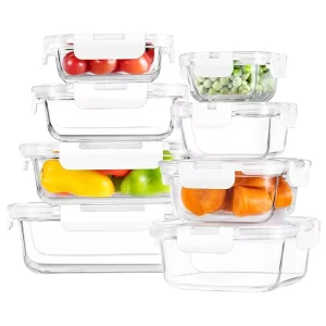 Food Grade Glass Kitchen Food Container Borosilicate Glass Lunch Box with Lid Microwavable Heatable Single Layer Fresh keeping