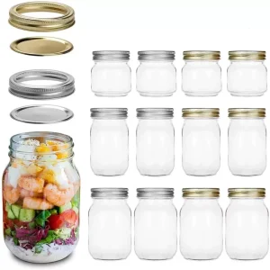 Food Grade Glass Mason Jars 150ml 250ml 300ml 380ml 500ml 1000ml for Snacks, Jam, Pickles and Honey with Split Lid