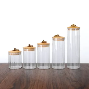 Food Grade Glass Storage Jar Square Shape High Borosilicate Glass Storage Jar with Wooden Lid sealed Jar for Food