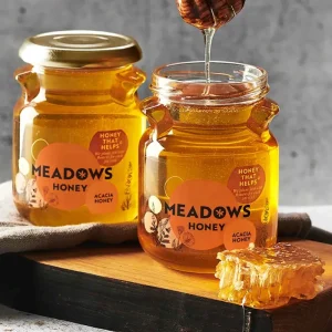 Food Grade Handmade Glass Honey Jar with Metal Lid
