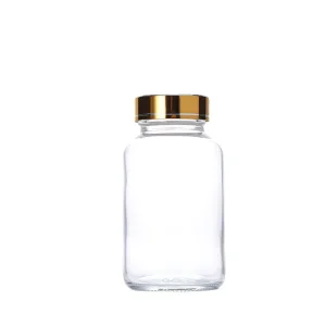 Food Grade Large Capacity Wide Mouth Frosted Glass Bottle Airtight Screw Lid for Supplements Capsules Cordyceps Pills Storage