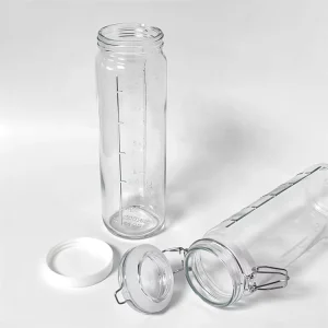 Food Grade Leakproof Clear Glass Food Canister with Airtight Clamp Lid for Jam, Honey, Pasta and Seasoning