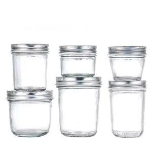 Food Grade Mason Glass Jar with Aluminum Screw Cap for Jam Sauce Pickles and Food Storage
