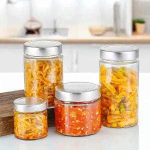 Food Grade Round Glass Jars 180ml 200ml 220ml 250ml 300ml 500ml 750ml for Pickles Jam and Honey Storage
