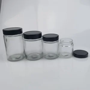 Food Grade Round Straight Glass Jar with Screw Cap for Pickles and Jam, 30ml-1000ml