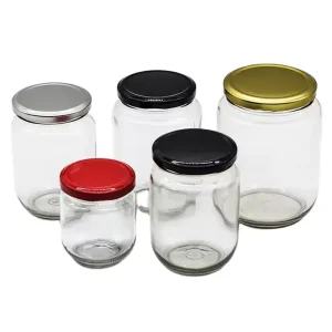 Food-Grade Round Transparent Glass Storage Jars with Airtight Metal Lids, 25ml to 1000ml