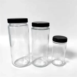 Food-Grade Tall Glass Mason Jar Beverage Bottle with White Plastic Lid for Juicing Iced Coffee and Cold Brew