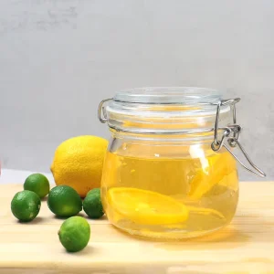 Food Grade Transparent Glass Clip-Lock Jar for Jams, Spices, and Crafts