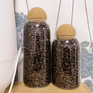 Food Jars With Bamboo Wooden Lids Kitchen Canisters for Sugar Candy Glass Food Storage Containers Set