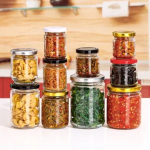 Food Preserve Canning Glass Jar 150ml 350ml 500ml Pickle Honey Package Glass Bottle Food Storage Jar with Twist Off Metal Lid