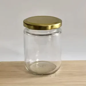 Food Safe Straight Sided Glass Jars with Twist off Cover for Pickle Pressure Canning Sauce Chili Garlic Oil Container