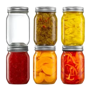 Food Storage Jam Sauce Honey Canning Jars Wide Mouth Mason Jars 8 Oz 16 Oz With Metal Lids