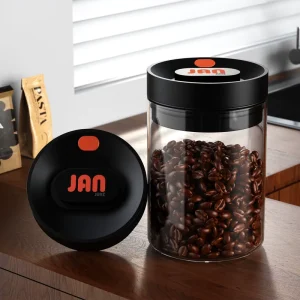 Food grade Glass Container with Vacuum sealed Lid Suitable for Refrigerated Storage of Coffee and Tea Keeps Odors Out 400 ml