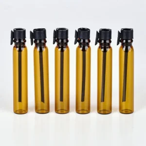 Free Sample 1ml 2ml Amber Glass Sprayer Bottle Custom Logo Shading Essentiol Oil Bottle Portable Travel Cosmetic Packaging
