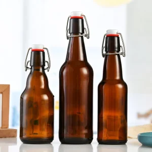Free Sample 500ml Glass Beer Bottle with Crown Cap and Screen Printing for Drinking Tequila & Brandy