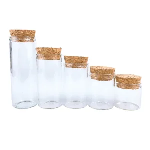 Free Sample Clear Glass Bottle Vials With Cork Glass Tube Corked Jars Candy Bottle