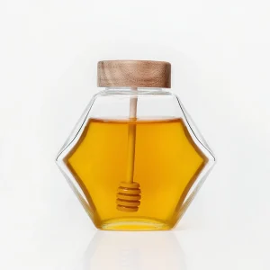 Free Sample Custom 100Ml 380Ml Honey Jars Jelly Jam Hexagon Glass Honey Jar for Honey