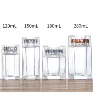 Frost Handled Bird’s Nest Bottle Hexagonal Saffron Storage Jar 100ml Honey Glass Metal Cover Screw Cap Flat