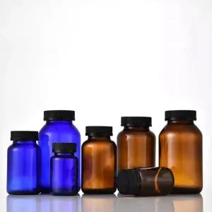 Frosted Amber Glass Jar Thick Glass Cylinder 100ml Health Care Medicine Pill Vitamin for Lab Use