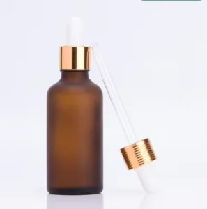 Frosted Amber Glass Round Dropper Bottles in 5ml 120ml Sizes with TUV ISO Certified Screen Printing MOQ 100pcs Carton Packing