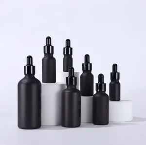 Frosted Black 20ml 30ml 50ml Cosmetic Beard Hair Oil Glass Dropper Serum Bottle
