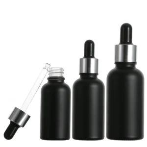 Frosted Black Glass Dropper Bottles 5ml 100ml Essential Oil Dropper Bottles with Custom Packaging