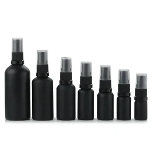 Frosted Black Glass Perfume and Essential Oil Spray Bottle 5ml 10ml 15ml 20ml 30ml 50ml 100ml with Mist Spray Cap