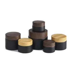 Frosted Black Wide-Mouth Glass Cosmetic Cream Jar 5g 10g 20g 30g 50g 100g for Skin Care and Candle Holding