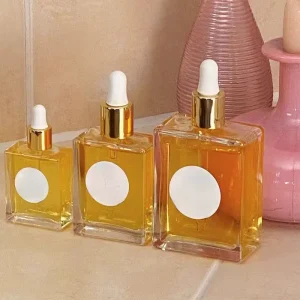 Frosted Body Oil Container 15ml 30ml 50ml 100ml clear Glass Square Dropper Bottle with Logo