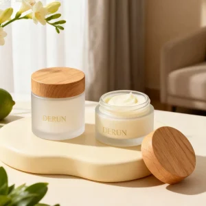 Frosted Clear Empty Face Cream Glass Cosmetic Jar 5g 10g 15g 20g 30g 50g 60g 100g with Bamboo Lid