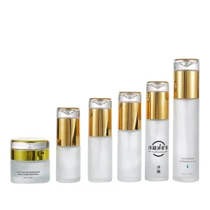 Frosted Clear Glass Cosmetic Bottle and Jar Skincare Packaging Set