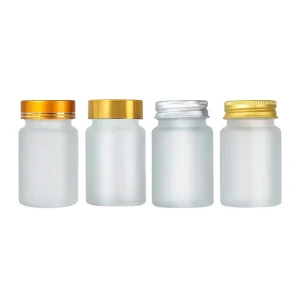 Frosted Clear Glass Medicine and Capsule Bottles with Metal Lid 30ml 40ml 50ml 60ml 80ml