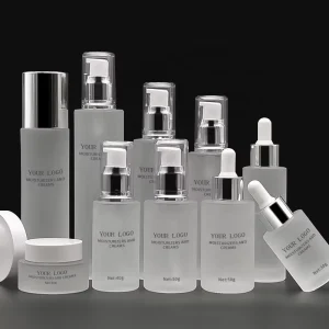 Frosted Clear Glass Skincare Lotion Bottles with Dropper Pump, 30 ml 40 ml 50 ml 60 ml 80 ml