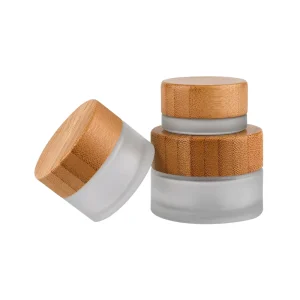 Frosted Cosmetic Glass Jar 30g 50g for Eye Cream Lip Scrub Facial Moisturizer with Bamboo Lid