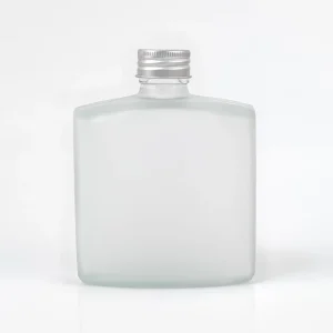 Frosted Flat Glass Bottle with Screw Lid for Milk Beverage Juice Wine Liquor and Cold Brew
