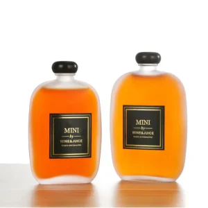 Frosted Glass Bottles for Fruit Juice Spirits Wine Coffee and Vodka, Portable Flat Design