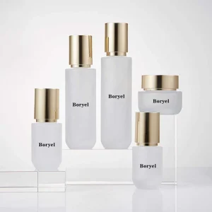 Frosted Glass Cosmetic Bottles and Cream Jars, 30ml-120ml, with Spray Pump or Lotion Pump