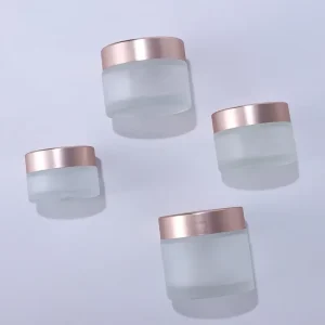 Frosted Glass Cosmetic Cream Jars with Rose Gold Plastic Lids 10g 15g 30g 50g 60g 100g