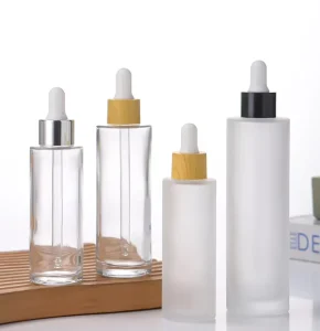 Frosted Glass Dropper Bottles for Essential Oil & Serum 30ML 50ML 100ML Flat Shoulder for Home Use