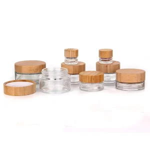 Frosted Glass Jars with Bamboo Lid for Cosmetics