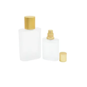 Frosted Matte Glass Refillable Perfume Spray Bottle with Matte Gold Cap, 30ml 50ml 100ml